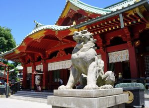 神田明神　狛犬と拝殿